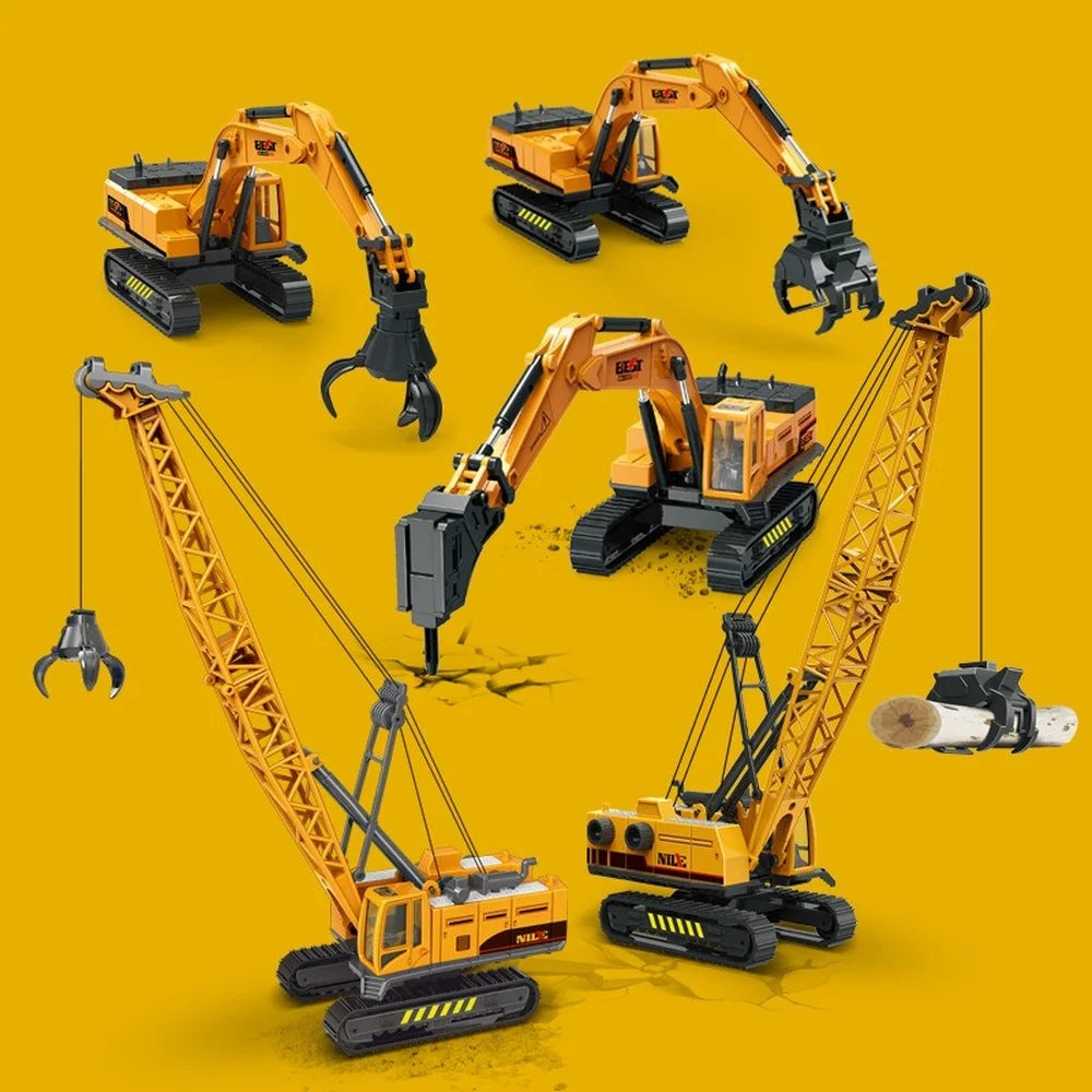1:55 Simulation Engineering Vehicle Toy Excavator Demolition Machine Grab Stone Machine Grab Wood Crane Model Car Toys