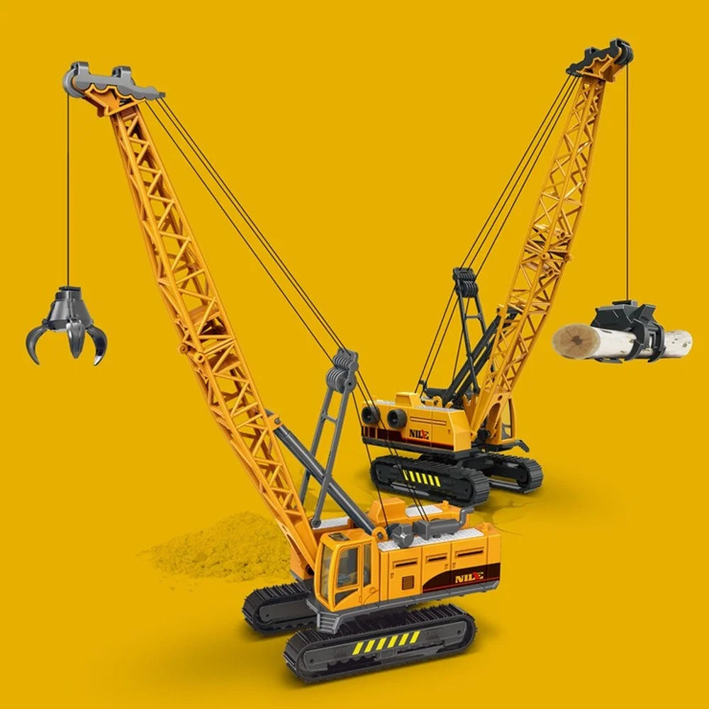 1:55 Simulation Engineering Vehicle Toy Excavator Demolition Machine Grab Stone Machine Grab Wood Crane Model Car Toys
