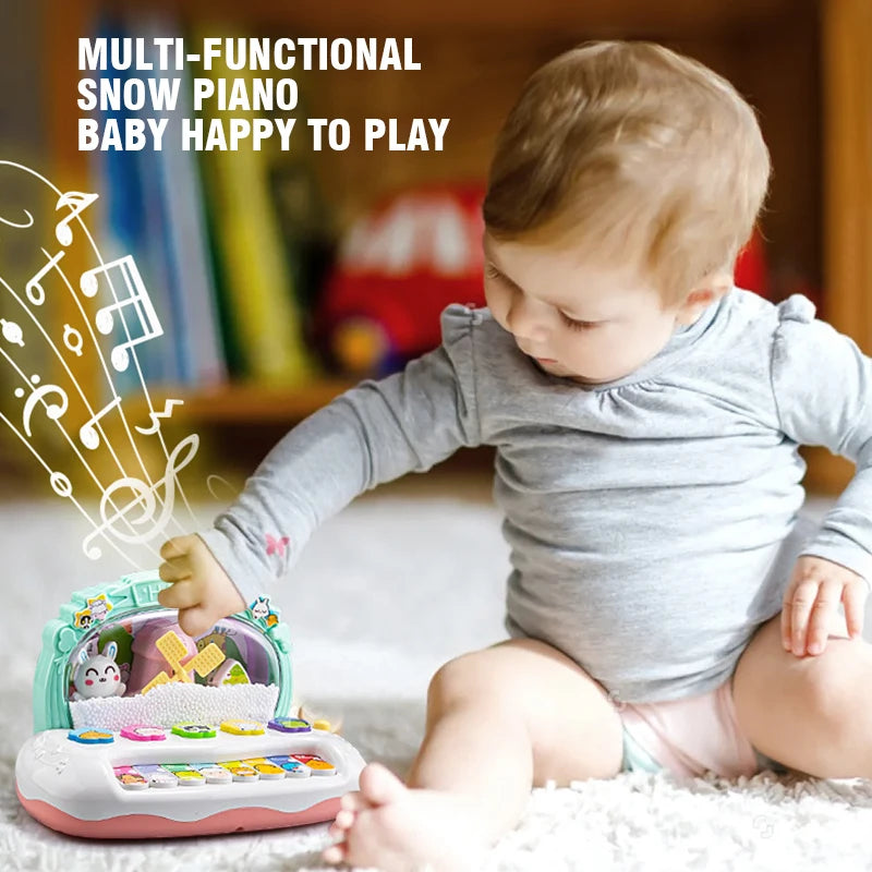 Electronic Piano Keys Snowfiake Cartoon Musical Instrument Toys Sounds Lights Children Educational Game Kids Toys Christmas Gift