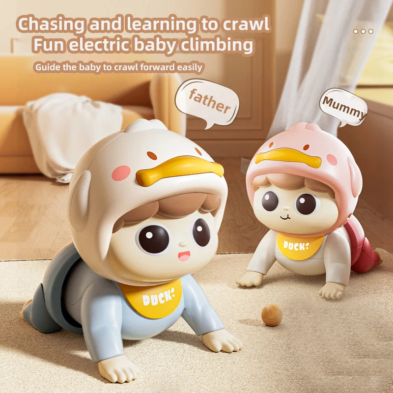 Crawling Doll Baby Toy with Music, Learning Crawling Guidance and Head Up Train Children's Vocal Toys and Baby Interactive Ing