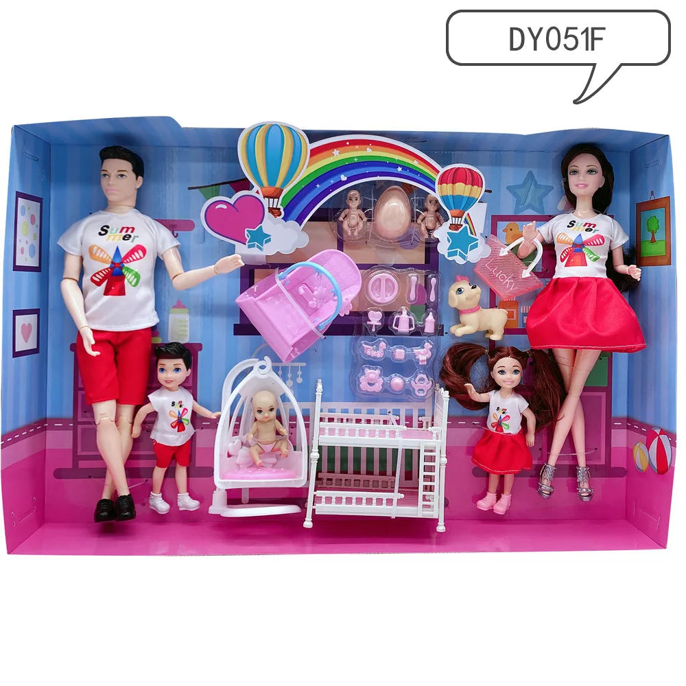 Doll Accessories Baby Dolls Pregnant Mom Father Children Family Set Christmas Birthday Present for Doll Game Toy,No Color Box