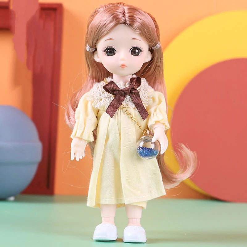 Doll For Girl Toy BJD Mini Doll 13 Movable Joint Baby 3D Big Eyes Beautiful DIY Toy Doll With Clothes Dress Up 1/12 Fashion Doll