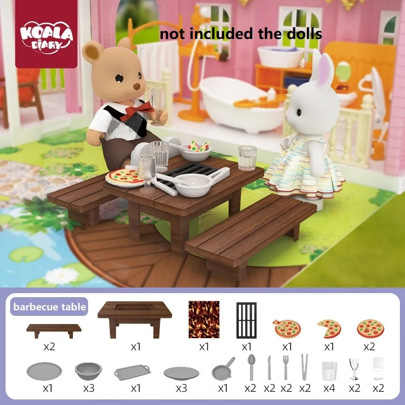 Original Toys Miniature Items Furniture Family Toys Dollhouse LivingRoom Bathroom Kitchen Set Pretend Creative Ideas Kids Toys