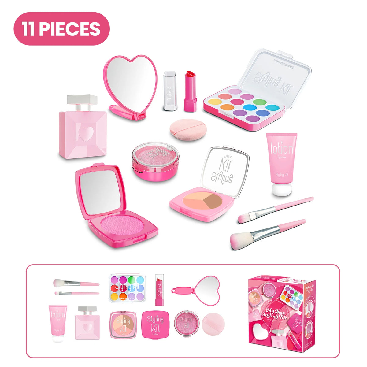 Child Girl Makeup Career Role Play Toys Play Makeup Toys Simulated Pretend Play Cosmetics Lipstick Powder Blusher Sets for Kids