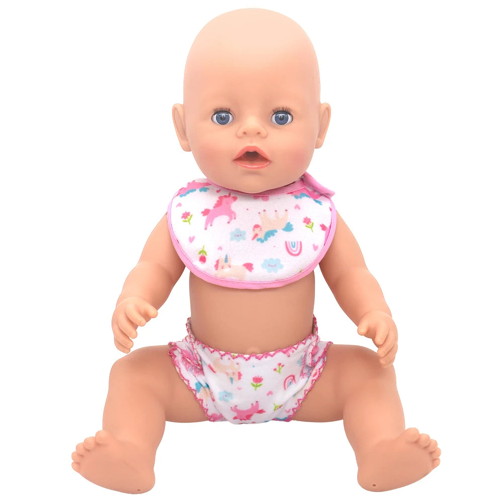 2023 New Drool towel set  For 17 Inch Baby Doll 43cm Doll Clothes, Doll Accessories.