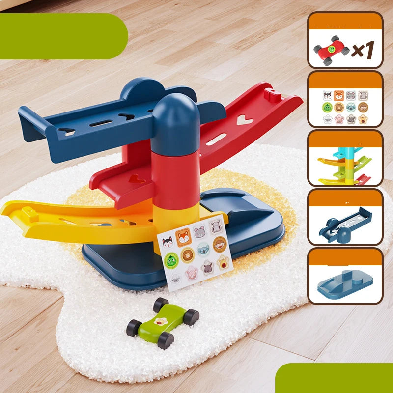 Children's Games Gliding Track Car 2 to 5 Years Inertia Toy Multi Layer Cartoon Puzzle Slide Car Roller Coaster Racing Toys