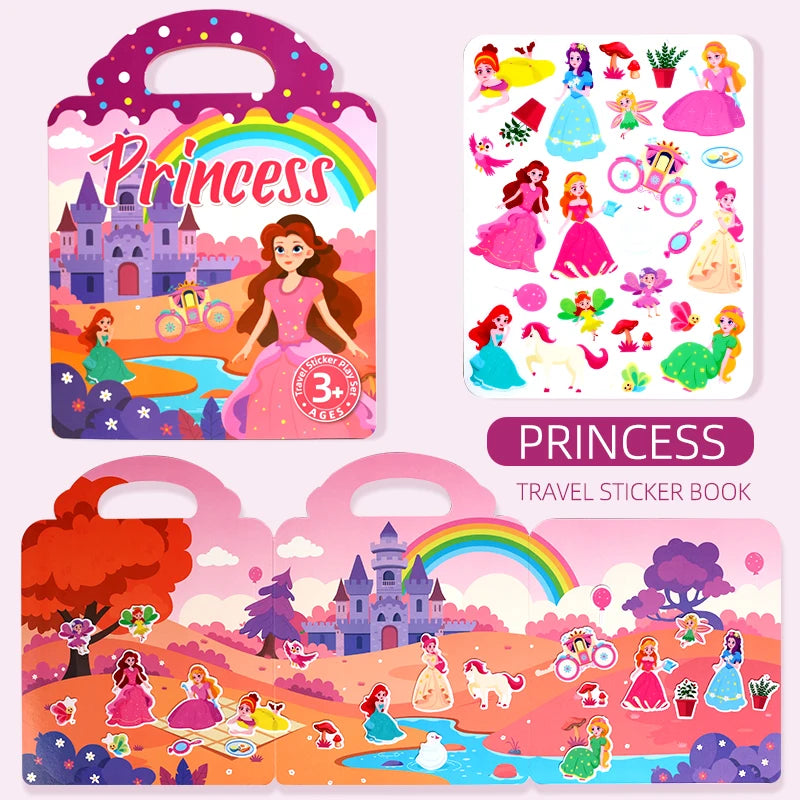 Children's Portable Quiet DIY Reusable Sticker Book Busy Jelly Paste Sticker Multi-scene Bubble Sticker Toys for Fun Learning