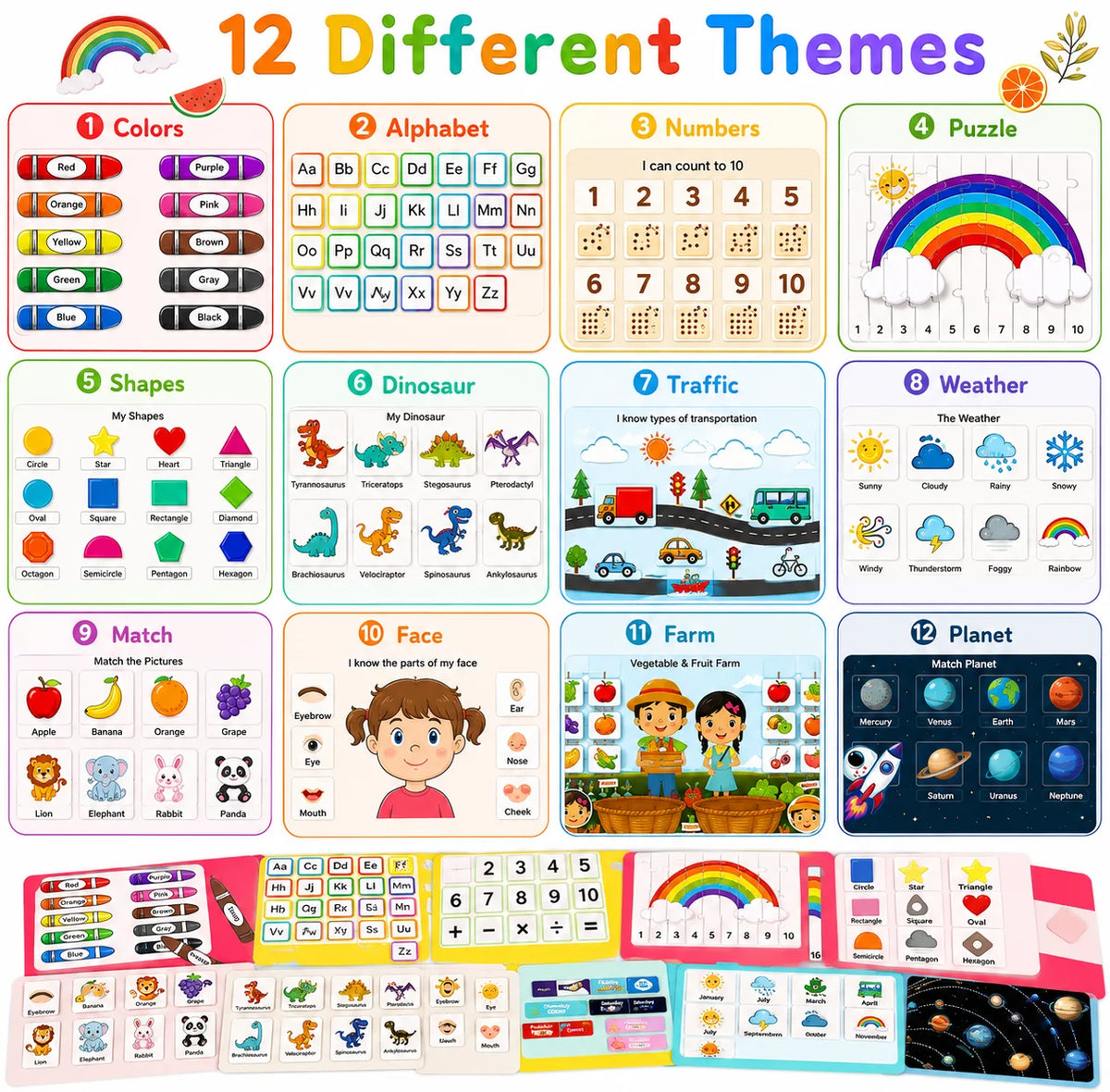 Montessori Preschool Learning Activities Busy Book，Workbook Activity Binder Autism Learning Materials and Tracing Coloring Book