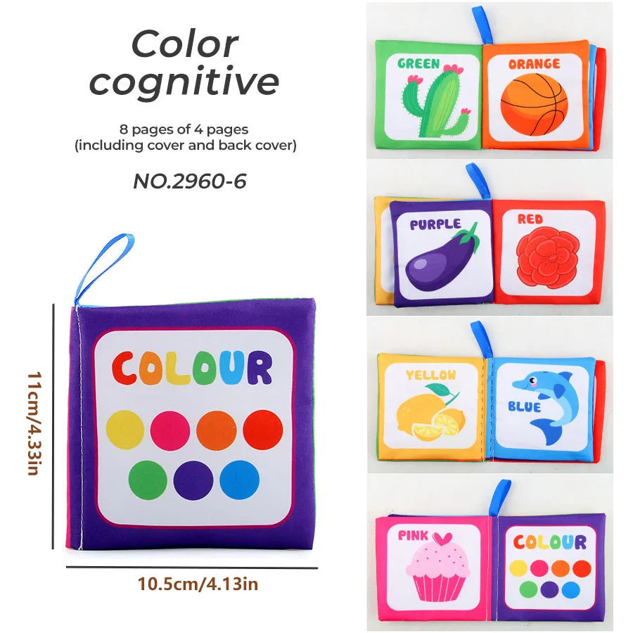 4 Pages Enlightenment Early Learning Books Children Black and White Cloth Book for Kids Montessori Educational Toys