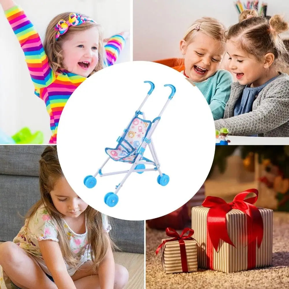 Trendy Interactive Dolls Pram Plastic Stable Baby Stroller Play Toys Doll Handcart for Boys Girls Babies