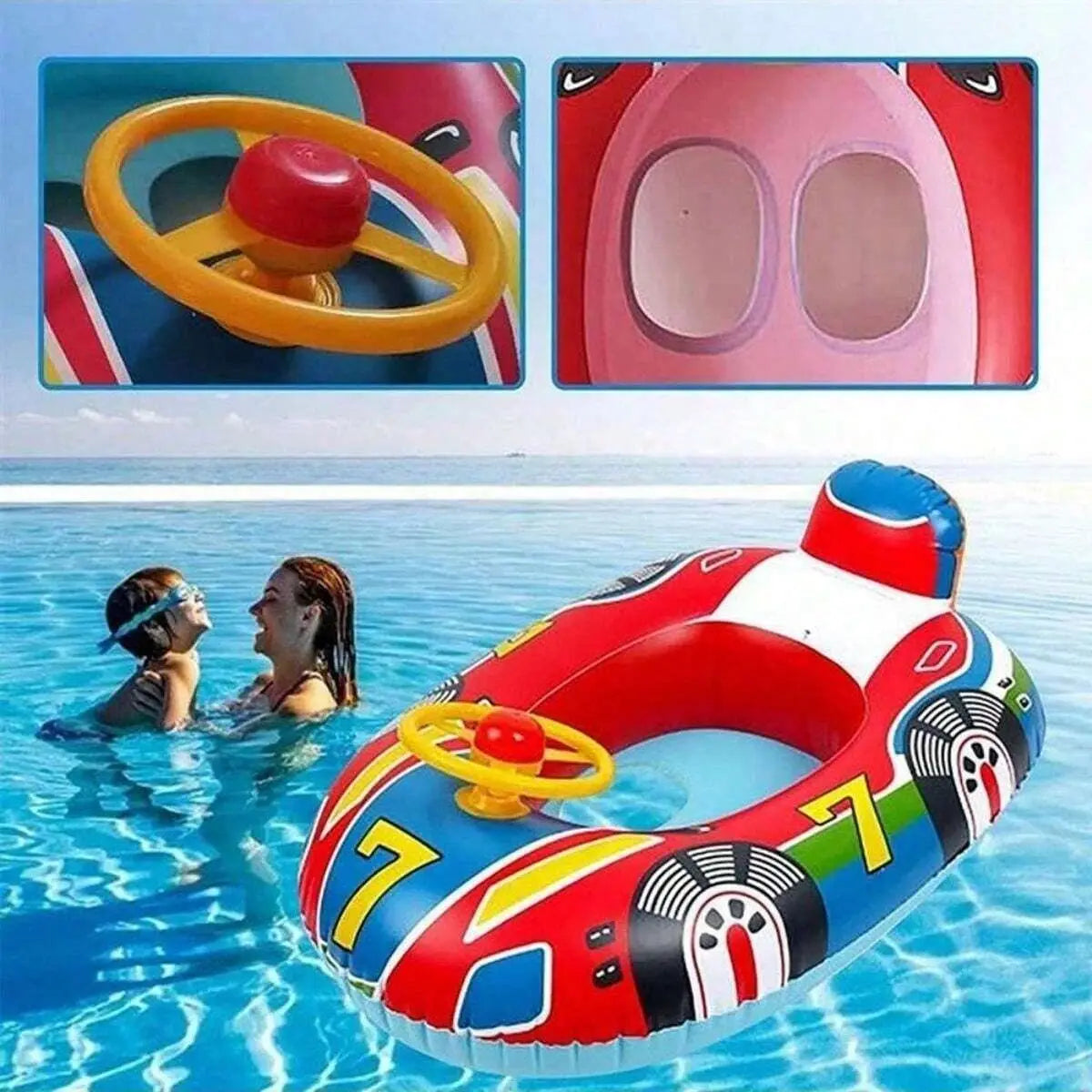 Children's swimming pool float - A safe and practical inflatable summer beach float with a handle suitable for children to use