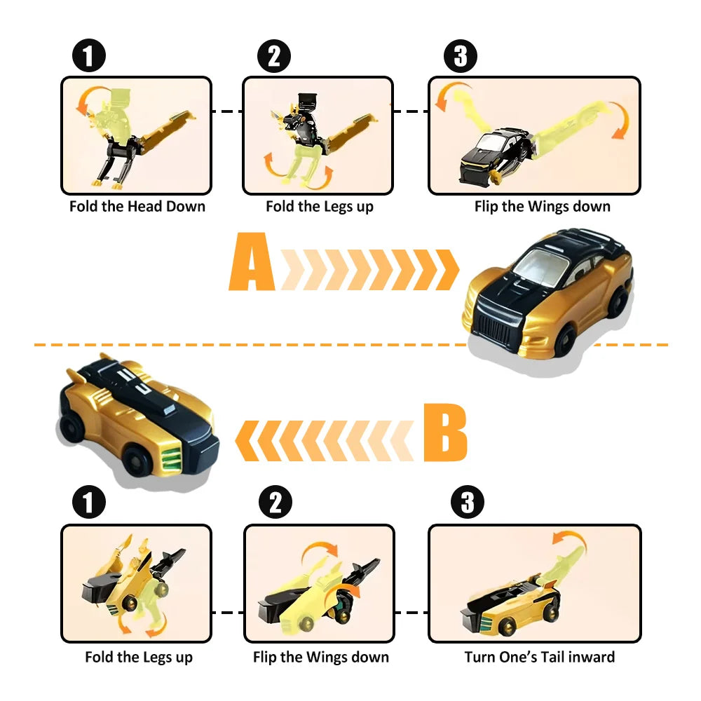 2-in-1 Crash & Transform Car Toy - Two Cars Automatically Transform Into a Cool Robot After Colliding, No Battery Required, 2pcs
