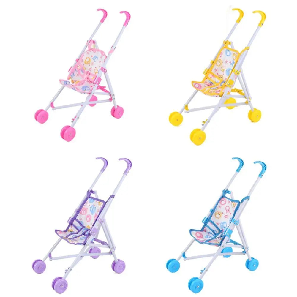 Durable Interactive Dolls Pram Play Toys Stable Baby Stroller Plastic Doll Handcart for Boys Girls Babies