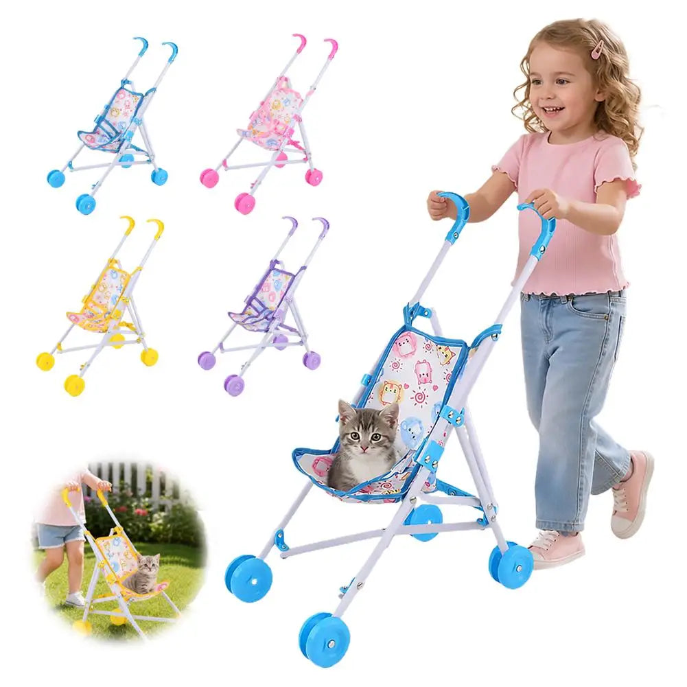 Trendy Interactive Dolls Pram Play Toys Plastic Doll Handcart Stable Baby Stroller for Boys Girls Babies Baby Doll Stroller Toy