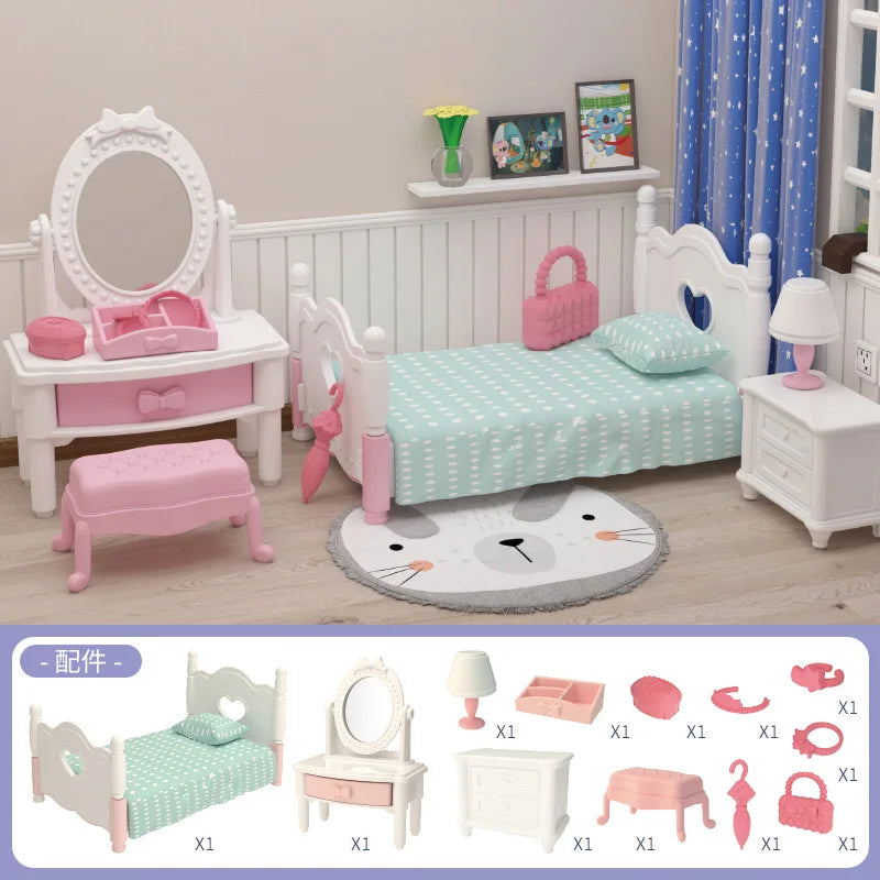 Original Toys Miniature Items Furniture Family Toys Dollhouse LivingRoom Bathroom Kitchen Set Pretend Creative Ideas Kids Toys