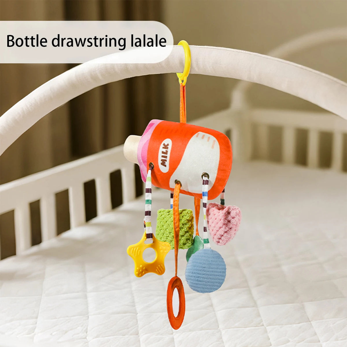 Baby Bed Bell Toy Car Milk Bottle Themed Bed Hanging Rattle Decoration Infant Soothing Stroller Hanging Piece