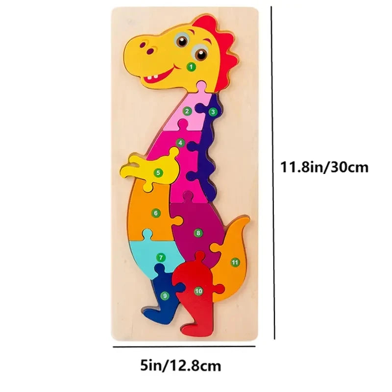 Wooden Puzzles for Kids,  Number Puzzle,  Dinosaur Puzzles and Animal ,Traffic,Characte Jigsaw Toys for Boy Girl Ideal Gift, 1-6