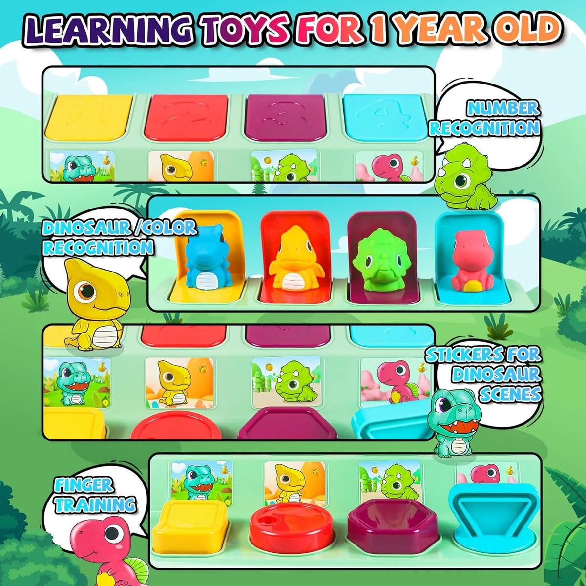 Pop Up Animal Toy, Interactive Baby Toys for 1-3 Year Olds, Montessori Cause & Effect Toys, Early Learning Toys for Toddlers