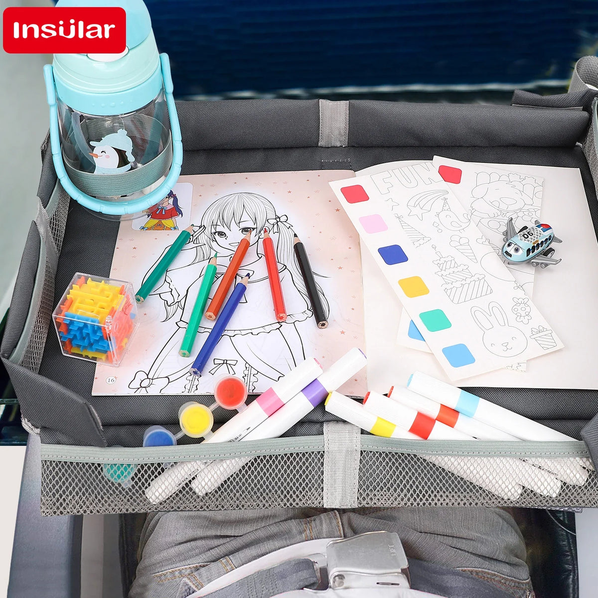 Waterproof Baby Car Seat Travel Tray Organizer With Cup Holder Toy Snack Storage Play Table For Kids Stroller Safety Seat