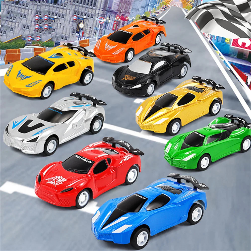 8Pcs/lot Children Mini Pull Back Car Toys Baby Cartoon Racing Bus Car Model Educational Simulation Vehicle Toy For Boys Gifts