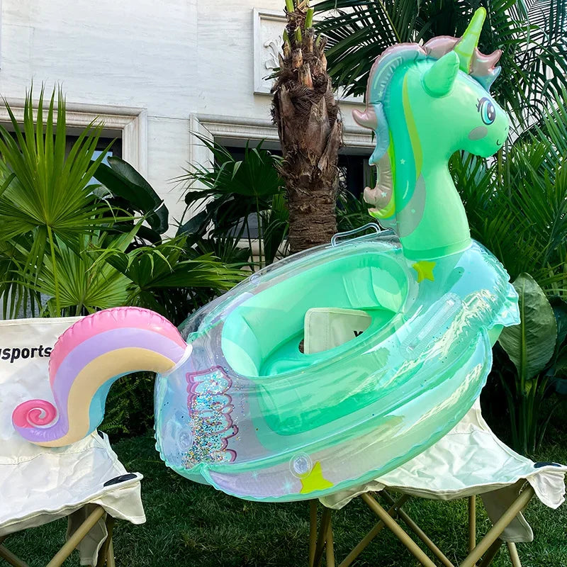 Swim Ring Inflatable Pool Float Baby Rainbow Sequined Unicorn for Kids Swimming Circle Children Swim Ring Pool Toys Floating