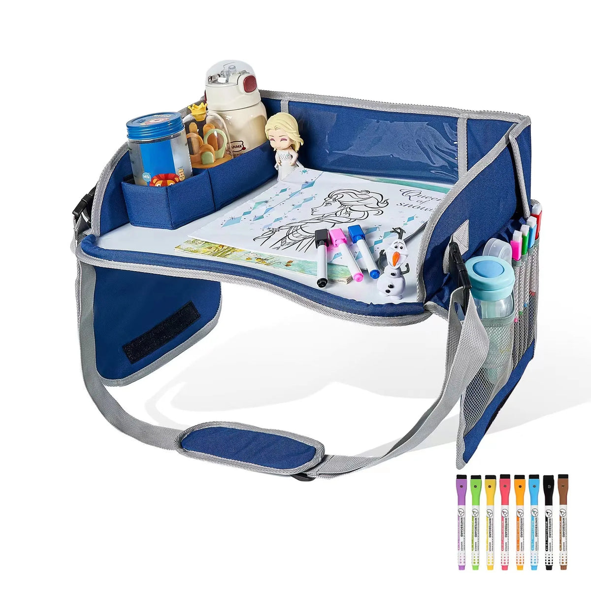 Car Seat Travel Tray Safety Seat Play Table Organizer Storage Snacks Toys Cup Holder Waterproof For Baby Children Kids Stroller
