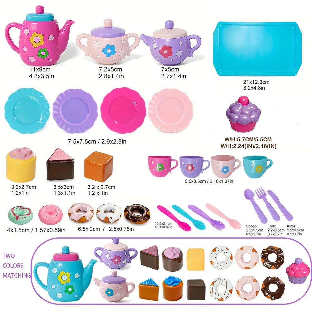 Tea set for girls, tea party set, tea set for kids including kettle, cookies, food for kids, gifts for boys and girls