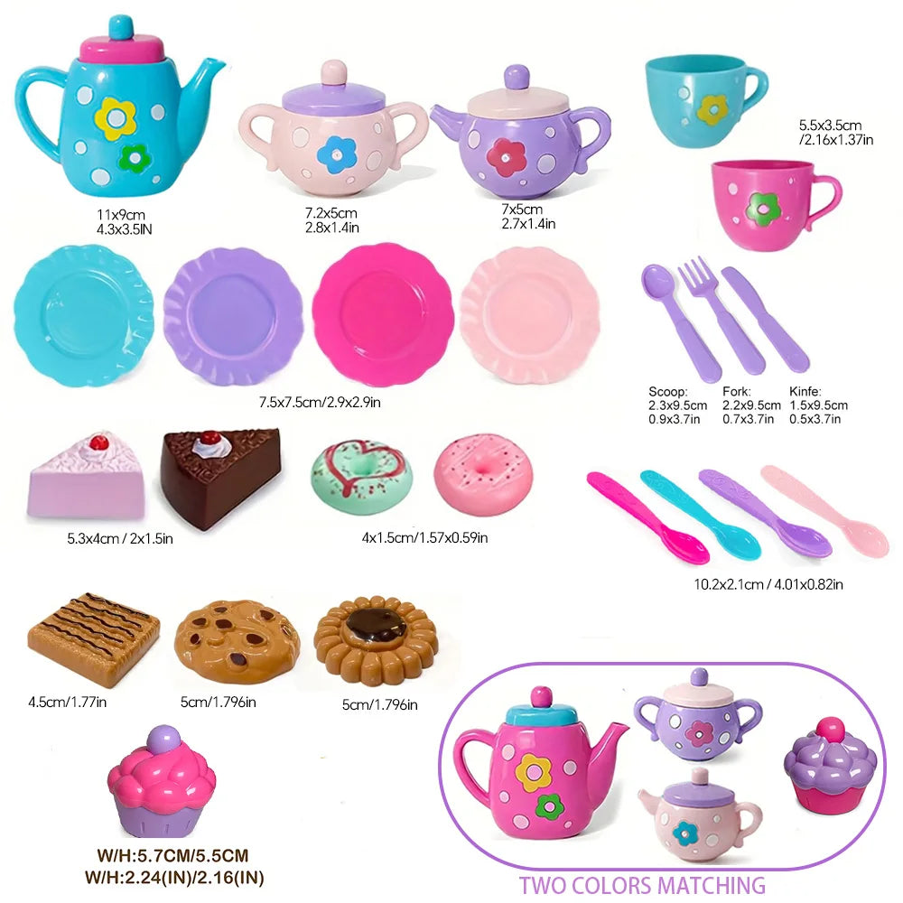 Tea set for girls, tea party set, tea set for kids including kettle, cookies, food for kids, gifts for boys and girls