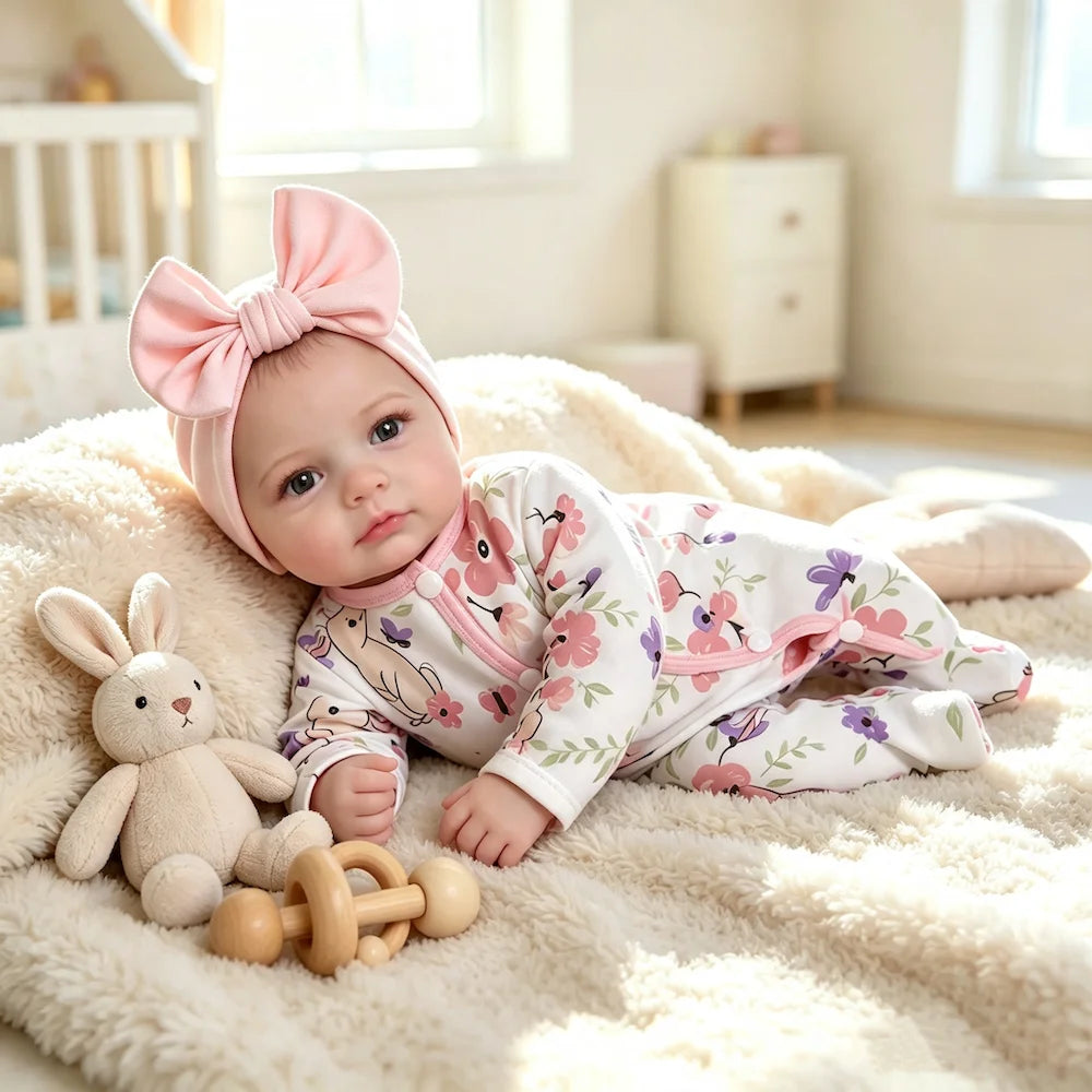 2 Options 20 Inch LouLou Open Blue Eyes Reborn Baby Dolls Realistic Newborn Baby Doll For Pretend Play & Collection Gift
