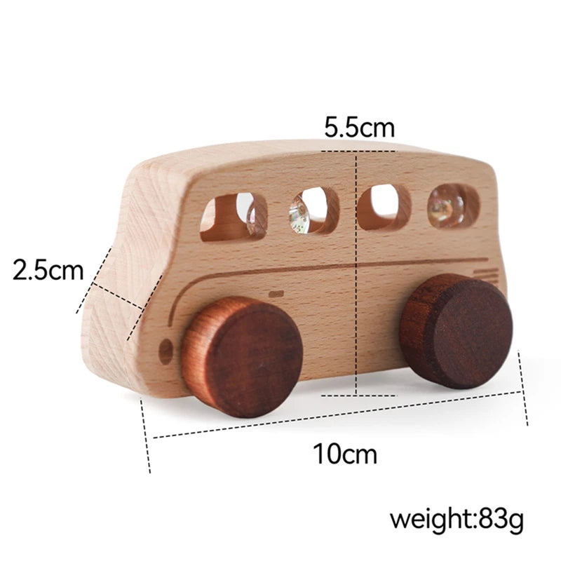 Baby Wooden Baby Toys NO Bpa  Cartoon Car Bus Montessori Toys Hand-pushed Wooden Handmade Carts Baby Room Decoration Baby Gift