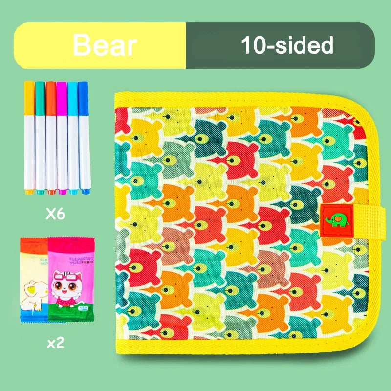 Toddlers Erasable Doodle Book Reusable Drawing Pads Coloring Doodle Book Watercolor Kids Montessori Educational Toy Gift