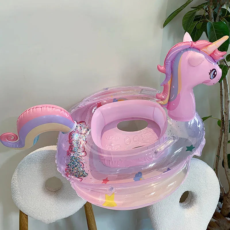 Swim Ring Inflatable Pool Float Baby Rainbow Sequined Unicorn for Kids Swimming Circle Children Swim Ring Pool Toys Floating