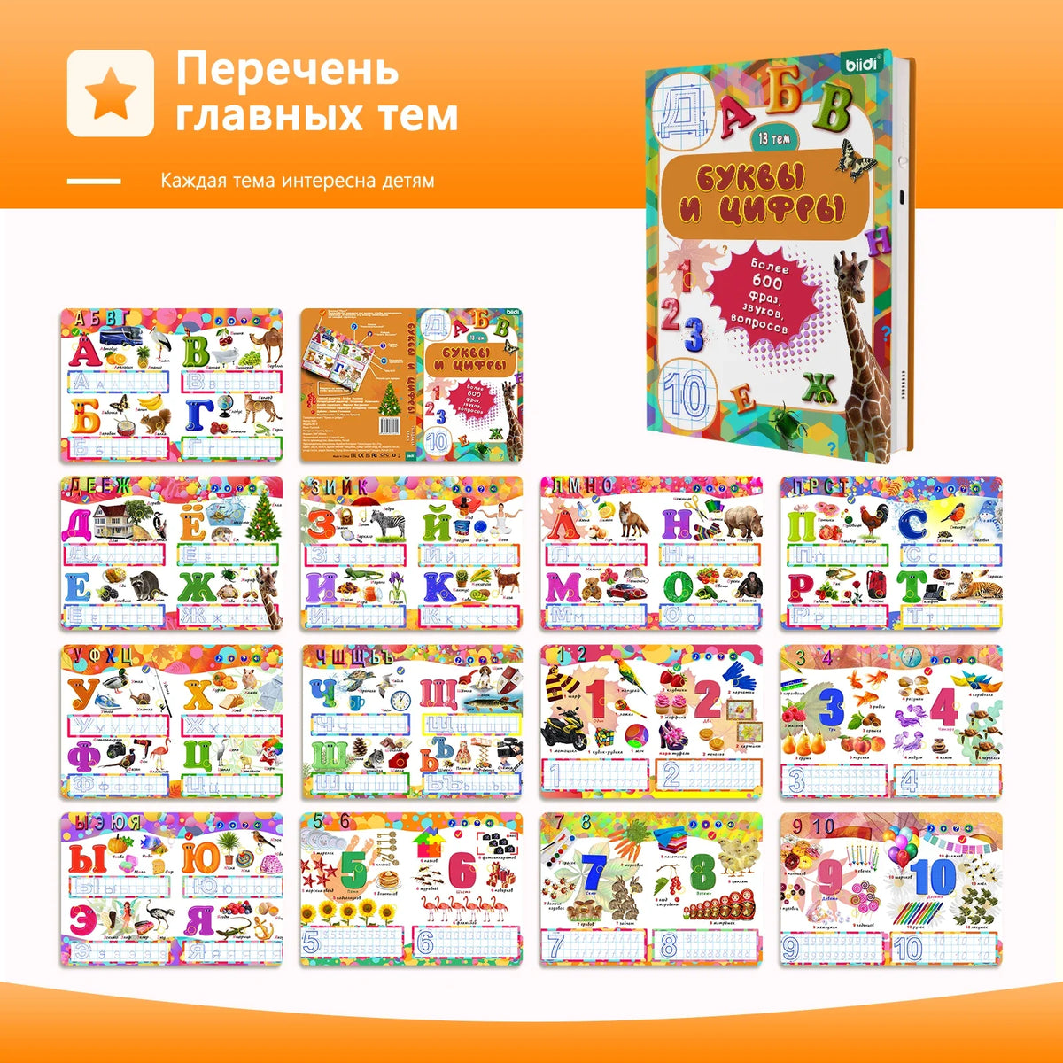 Biidi Educational Montessori Toy For Children Sound Book Preschool Kid Book in Russian Interactive Voice Reading Electronic Book