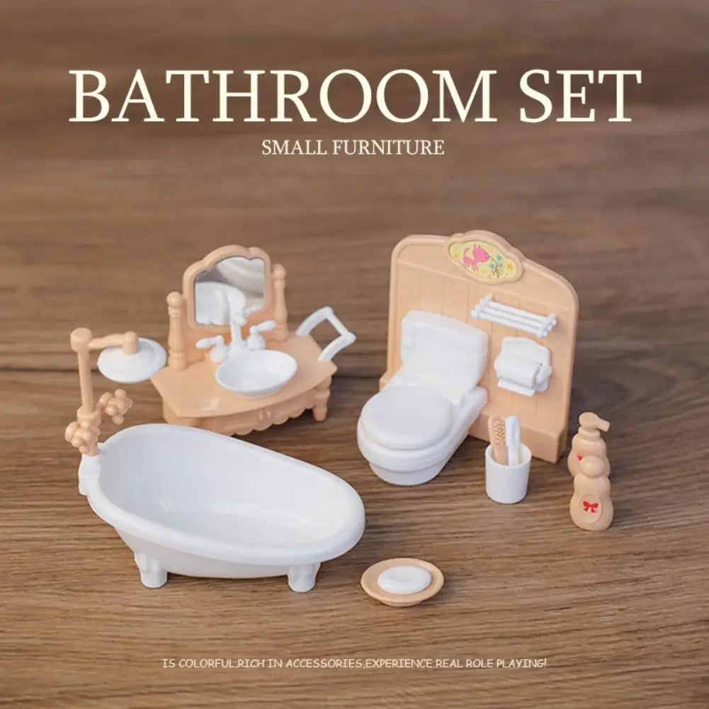 Dollhouse Miniature Furniture DIY Toy Set Forest Family Boys Girls Pretend Play Furniture Toys Living Room Kitchen Doll House
