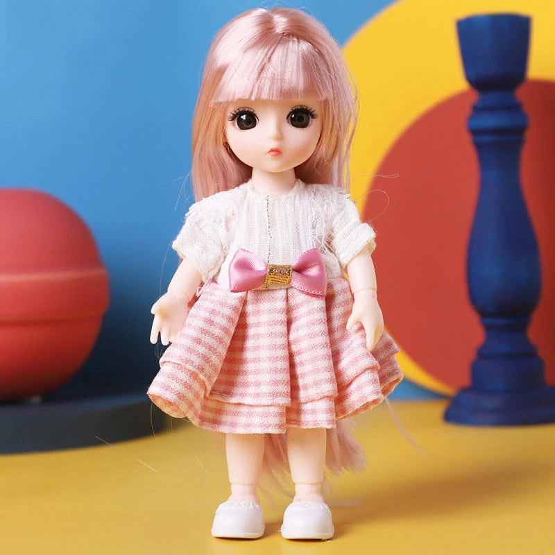 Doll For Girl Toy BJD Mini Doll 13 Movable Joint Baby 3D Big Eyes Beautiful DIY Toy Doll With Clothes Dress Up 1/12 Fashion Doll