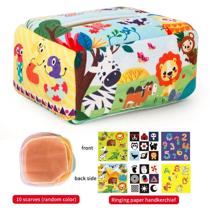 Baby Montessori Toy,Magic Tissue Box,Educational Learning Activity Sensory Toy For Kids Finger Exercising Busy Board Baby Game