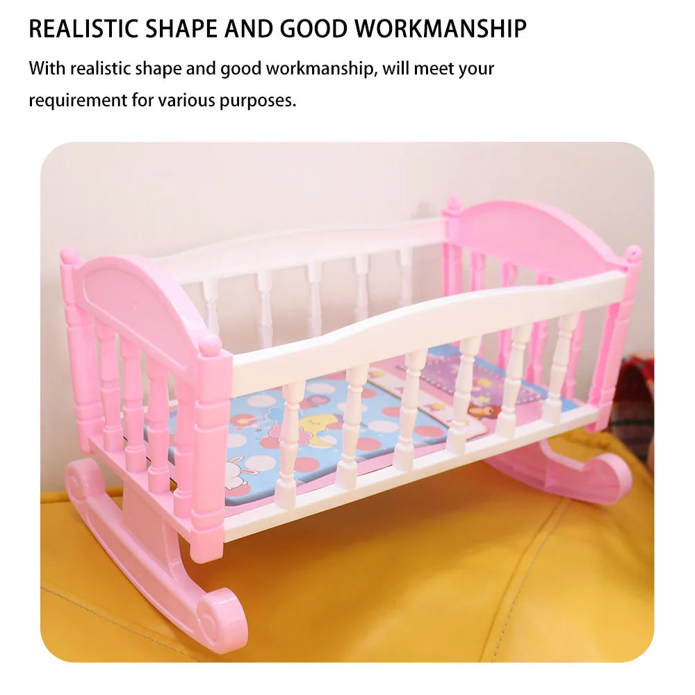 Infant Carriage Baby Bed Cradle Pretend Play Lightweight Baby Rocking Bed Role Play Furniture Rocking Crib Girls Gift