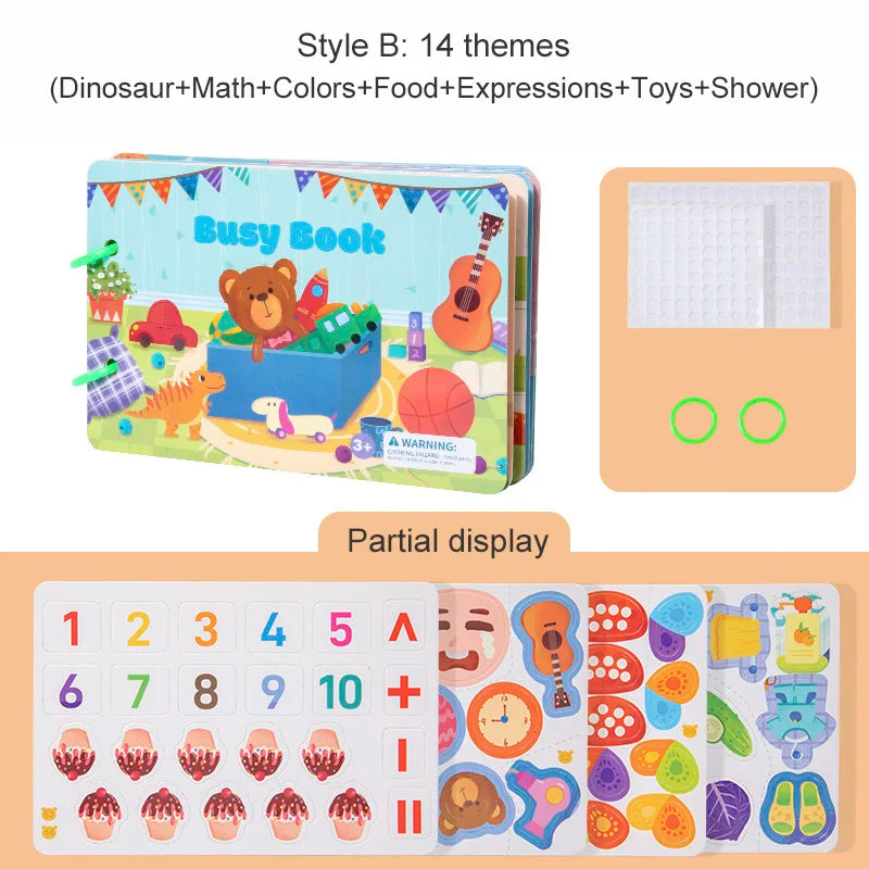 Montessori Quiet Book My First Busy Book DIY Puzzle Animal Fruit Numbers Matching Game Educational Toys For Kids Children