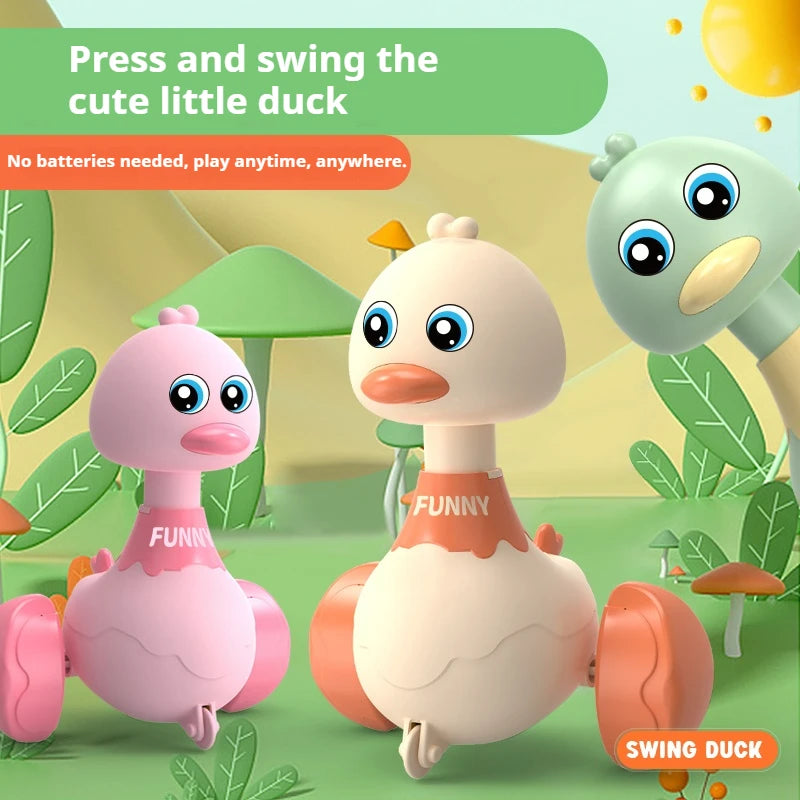 Baby Toy Cartoon Swing Duck Toy Press Vehicles Glide Animal Inertia Pull Back Cars Early Educational Crawling Toy Toddlers Gifts