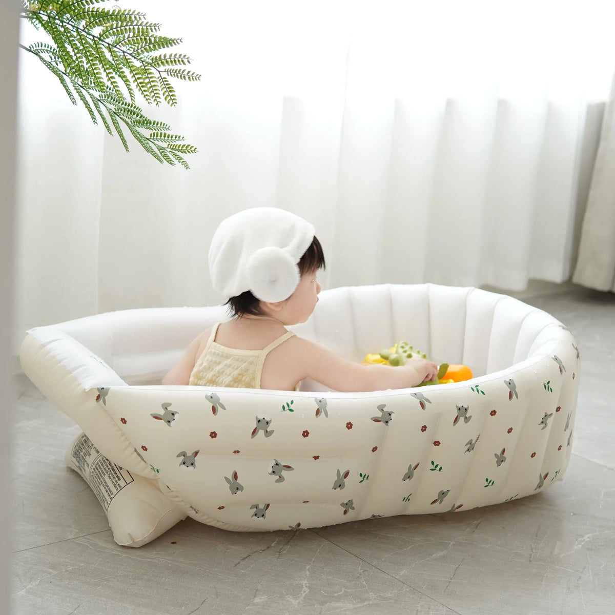 Ins Style Baby Inflatable Bathtub, Infant Portable Bath Tub, Indoor Kids Swimming Pool, Home Children Wash Basin for Newborn