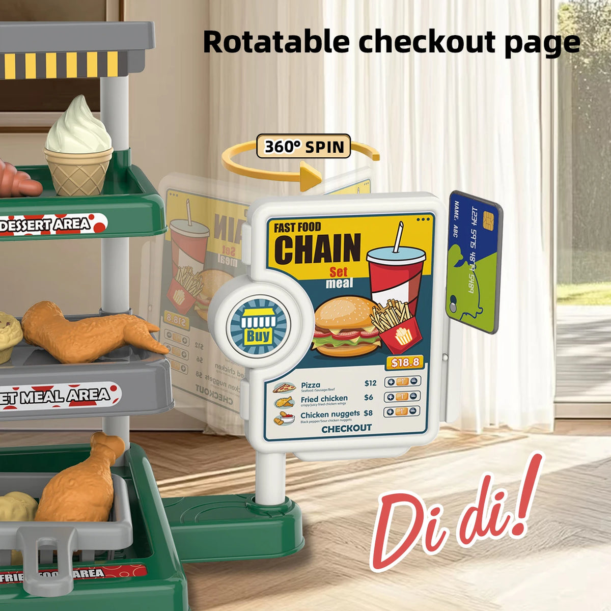 Children's Pretend-Play Toys  Realistic Hamburger Food, Fast Food Grill, Tent Set, Mini Collection for Role-Playing, Festive Gif