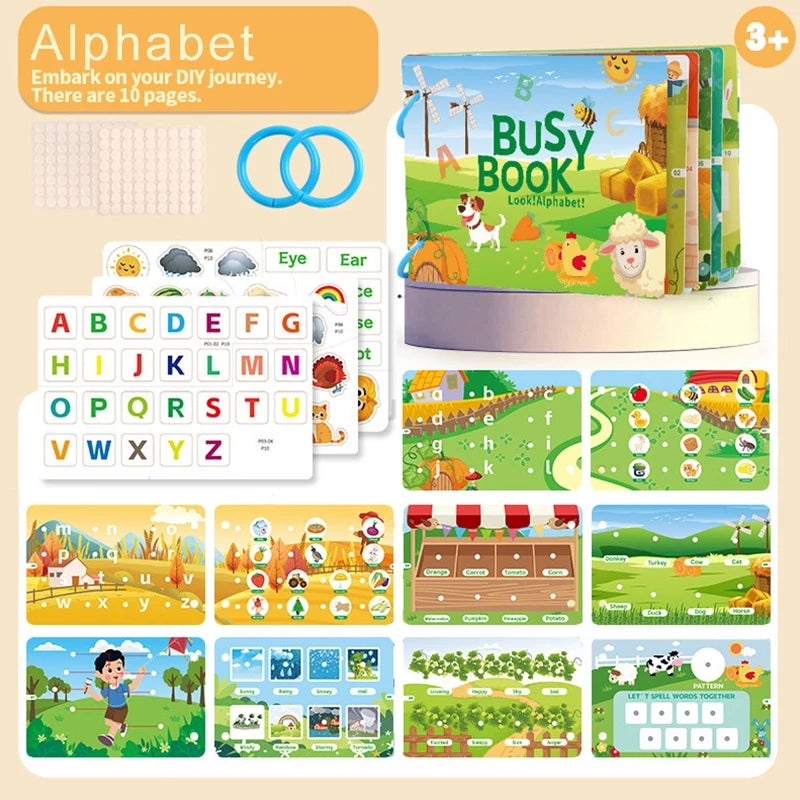 1Set Puzzle DIY Quiet Book Busy Book Animal Number Letter QuietBook Montessori Interactive Preschool Enlightenment Card Book ZYF