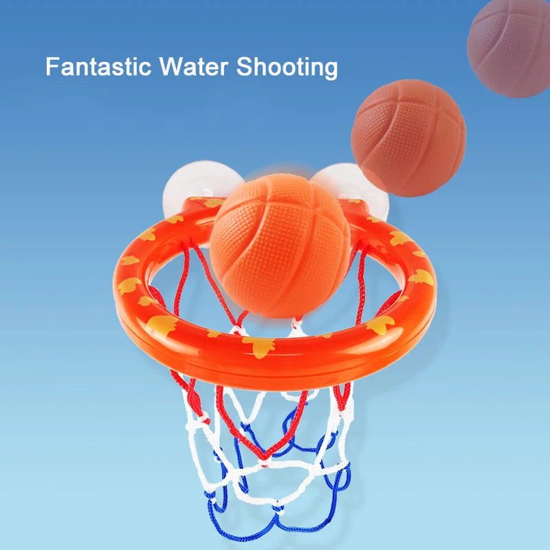 Baby Bath Toy Children Water Play Toys Set Bathroom Bathtub Suction Cup Shooting Basketball Hoop with 3 Balls Bath Toys for Kids