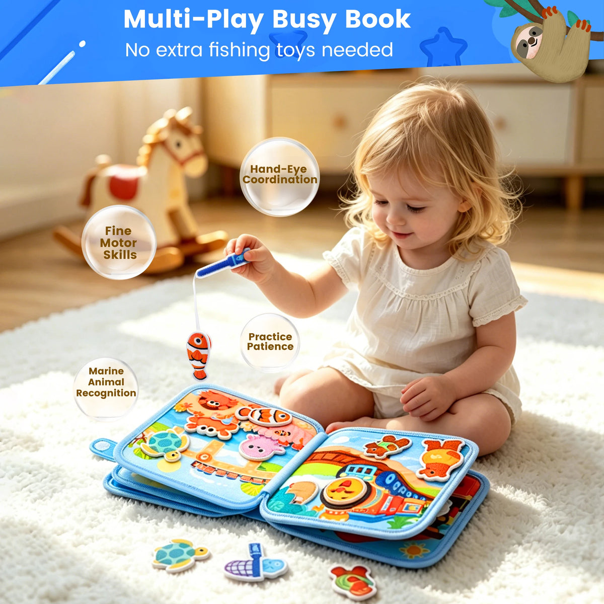 Montessori Busy Book for Toddlers Felt Quiet Book & Busy Sensory Toy Educational Travel Toy For Preschool Fine Motor & Cognitive