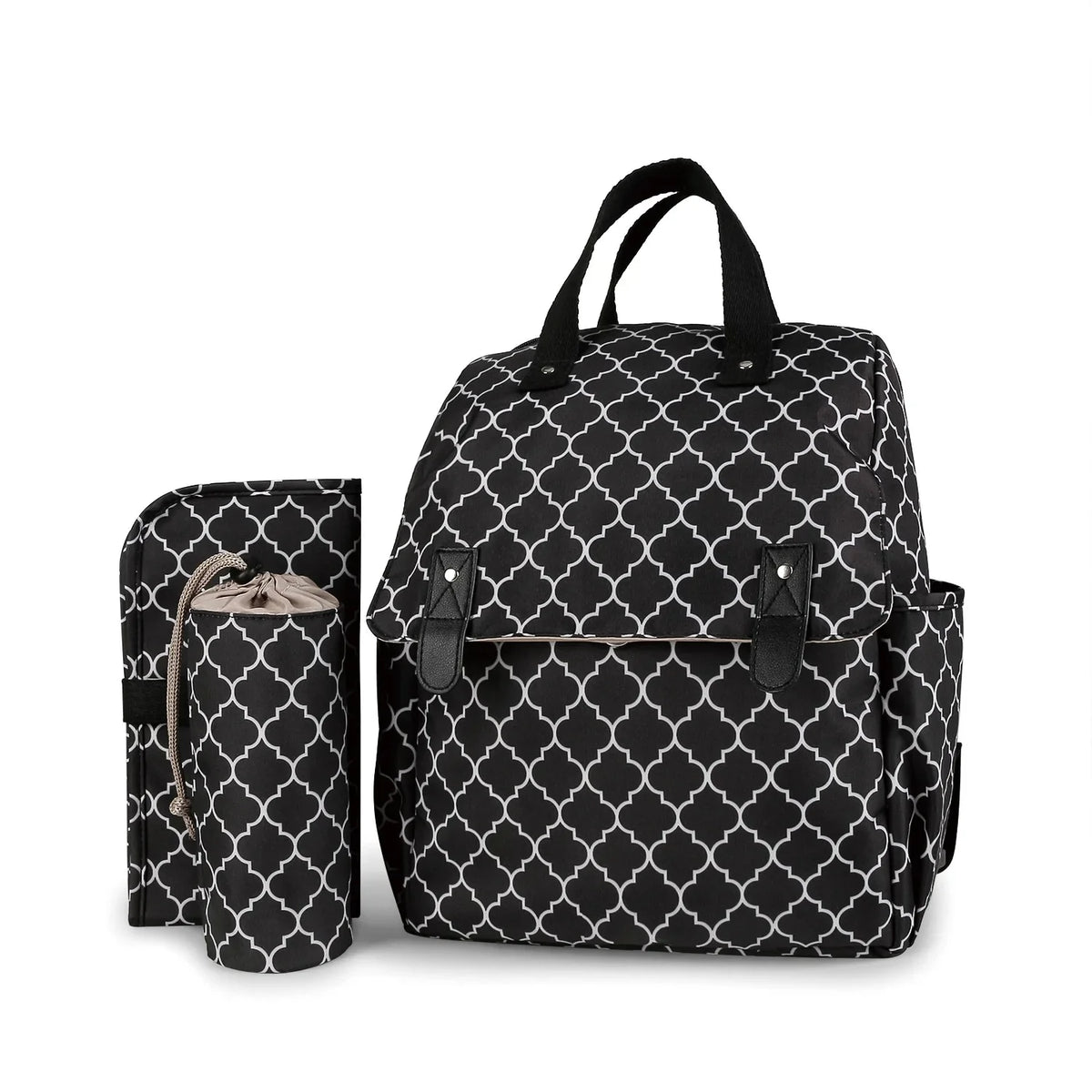 Double/Single Shoulder Mommy Bag with Urinal Pad, Independent Bottle Holder, Multi-functional Maternity Travel Trolley Bag