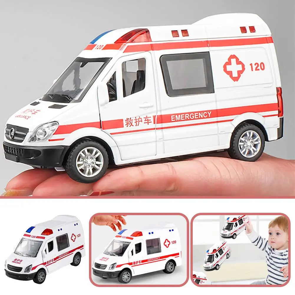 Children's Inertia Pull Back Car Toy Simulation Ambulance Model Car Toys Collection Gifts Toys for Boys