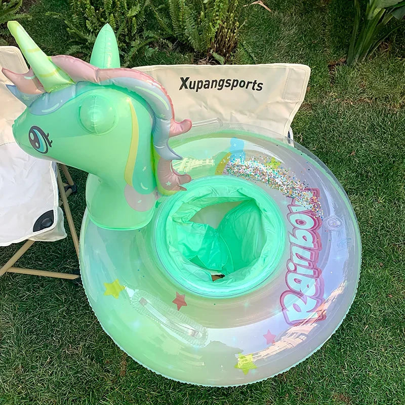 Swim Ring Inflatable Pool Float Baby Rainbow Sequined Unicorn for Kids Swimming Circle Children Swim Ring Pool Toys Floating