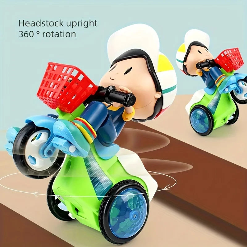 Robot Toys for Kids Spinning Stunt Car Toys Dancing Electric Trike Kids Motorcycle Cartoon Toy Interactive Toy with Music Light