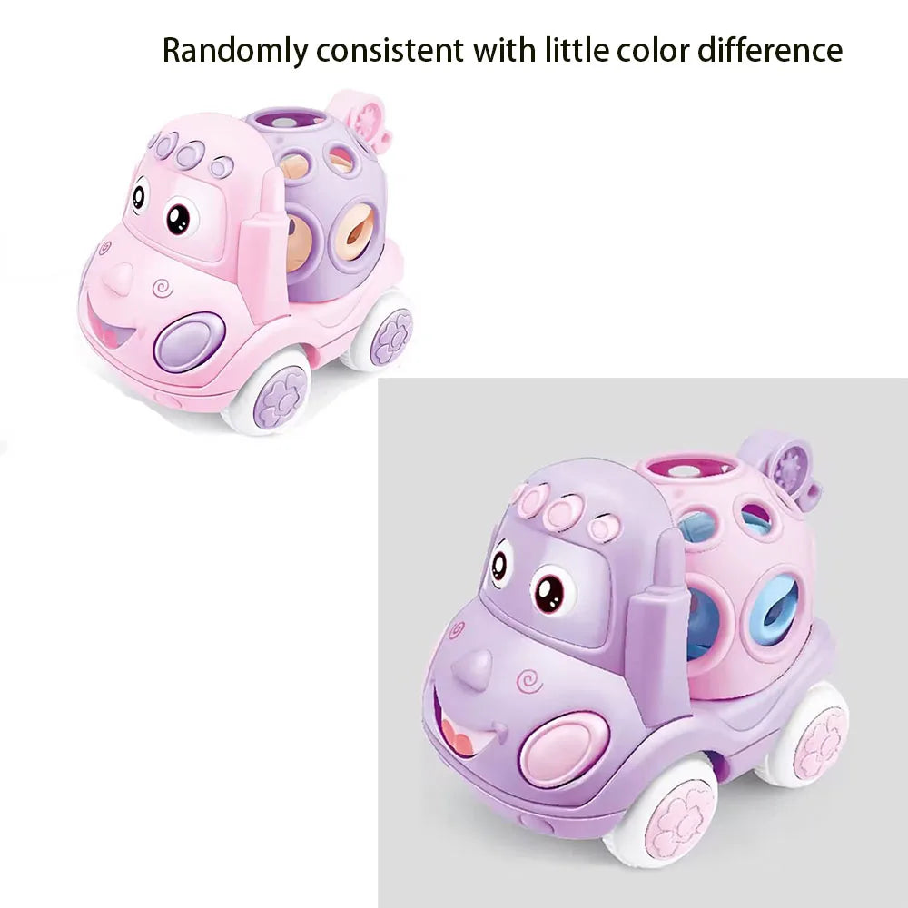 Baby Toy Car Rattle Roll Cars for Toddler 1-3 Press and Go Car Friction Powered Truck Soft Rattles for Babies Girl Birthday Gift
