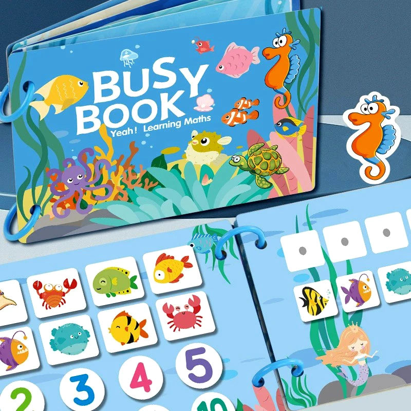 Busy Book for Kids, Animals Vehicles Dinosaurs Stickers, Matching Number & Letter Games, Interactive Learning Activity Book